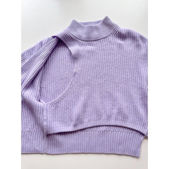 JONATHAN SIMKHAI Amaris Lavender Purple Wool Blend Knit Wrap Sweater, Size M - Picture 9 of 16